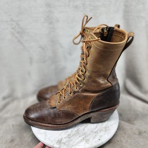 Scarpe Chippewa da uomo taglia 10,5 B strette Osborn stivali stringati in pelle marrone *GUC* - Foto 1 di 14
