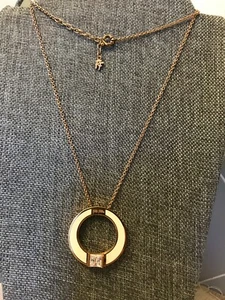 Folli Follie Color Collection Rose Gold & White Crystal Pendant Necklace Long - Picture 1 of 6