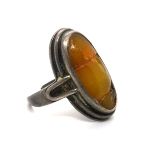 FISCHLAND Designer Ring Silber 835 Bernstein Silver Amber Vintage MCM Anpassbar - Bild 1 von 4