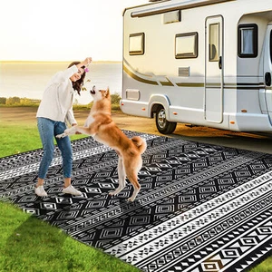 Gotgelif 5'x8' Outdoor Teppiche Außen Terrasse Matte Wende Wohnmobil Camping Teppich Picknick - Bild 1 von 8