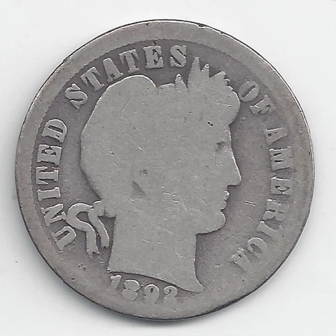 1892-O Better Date Barber Dime AG+ Lot 594 Cover