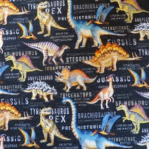 Yard ~ Dinosaur Land, Text Black By Michael Miller $3.99 Ships ANY Amount Fabric - Picture 1 of 5