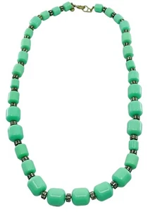Retired J. Crew Sea Foam Green Thermoset Lucite Rhinestone Long Necklace 29” L - Picture 1 of 10