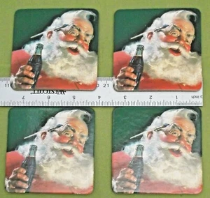 4 Coke Drink Coasters Santa Claus Christmas Holiday Cork Back Coke Cola Bottle - Picture 1 of 3