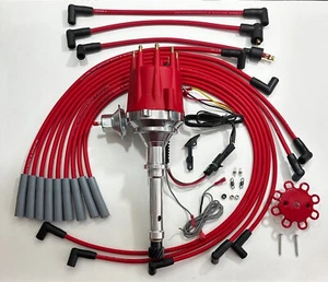 CADILLAC 429 1966-1967 7.0L RED Small Cap HEI Distributor + 8mm Plug Wire USA - Picture 1 of 17