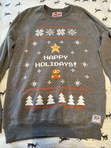 nintendo new york super mario bros 30th anniversary sweatshirt happy holidays L - Picture 1 of 8