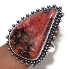 925 Silver Plated-rhodonite Ethnic Gemstone Handmade Ring Jewelry Us Size-9 A079