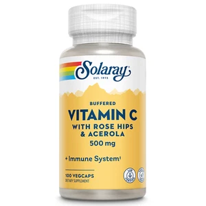 Solaray C w/ Rose Hips & Acerola Buffered, Veg Cap (Btl-Plastic) 500mg | 100ct - Picture 1 of 2