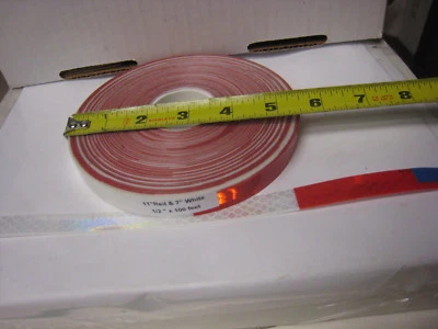  1/2" x 100'  Roll SILVER & RED  PRISMATIC REFLECTIVE  TAPE 7-11 DOT-C2 - Image 1 of 2