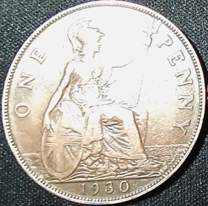 1930 One Penny George V HarderYear Sp#4055 - Picture 1 of 2