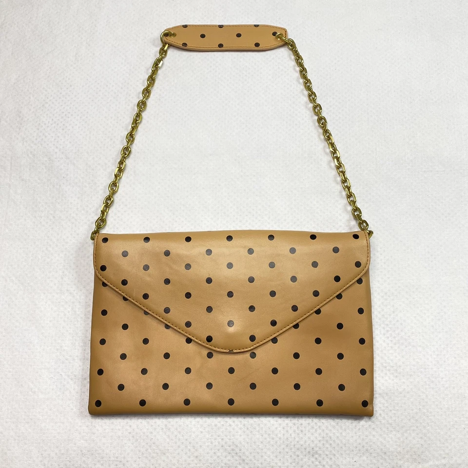 Bolso de Mano J Crew Marrón Negro Lunares Sobre Bolso sin asas Hombro Cadena Bolsillos Nuevo Foto 1 de 4