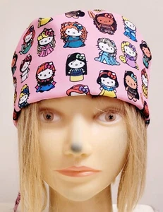 HELLO KITTY DISNEY PRINCESS PINK MEDICAL NURSE SCRUB CAP (2 SIZE SELECTION) - Picture 1 of 6