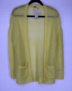 Cárdigan abierto Free People Mohair amarillo para mujer talla XS suave NUEVO - Imagen 1 de 6
