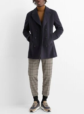 New Z Zegna Jacket Classic Navy Double Breasted Wool Pea Coat EU 48 R/US 38R - Image 1 of 3