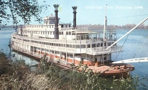 Grüße aus Dubuque Iowa Dampfrad Boot Mississippi Fluss Postkarte - Bild 1 von 2