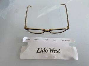 Lido West Eyeglass Frames Striper BLK Yellow Designer Black 47-19-140 - Picture 1 of 8