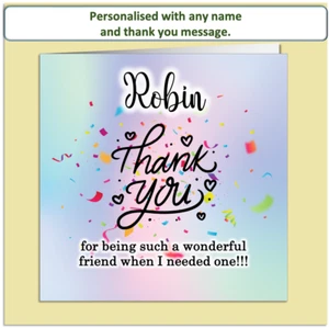 Personalised Thank You Card – Custom Name & Message – Celebration Design - Picture 1 of 5