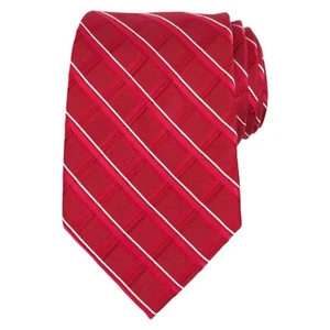 CLUB ROOM Mens Silk Tie Red White Grid Check 3.5 Classic Designer Woven Necktie - Picture 1 of 6