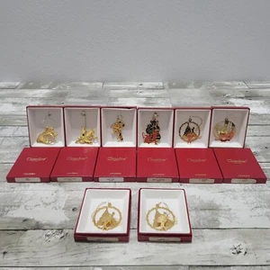 8x Camerlane Acabado Oro 24 Kt Adornos de Navidad: Bastón de Caramelo, Ganso, Abuela - Imagen 1 de 20