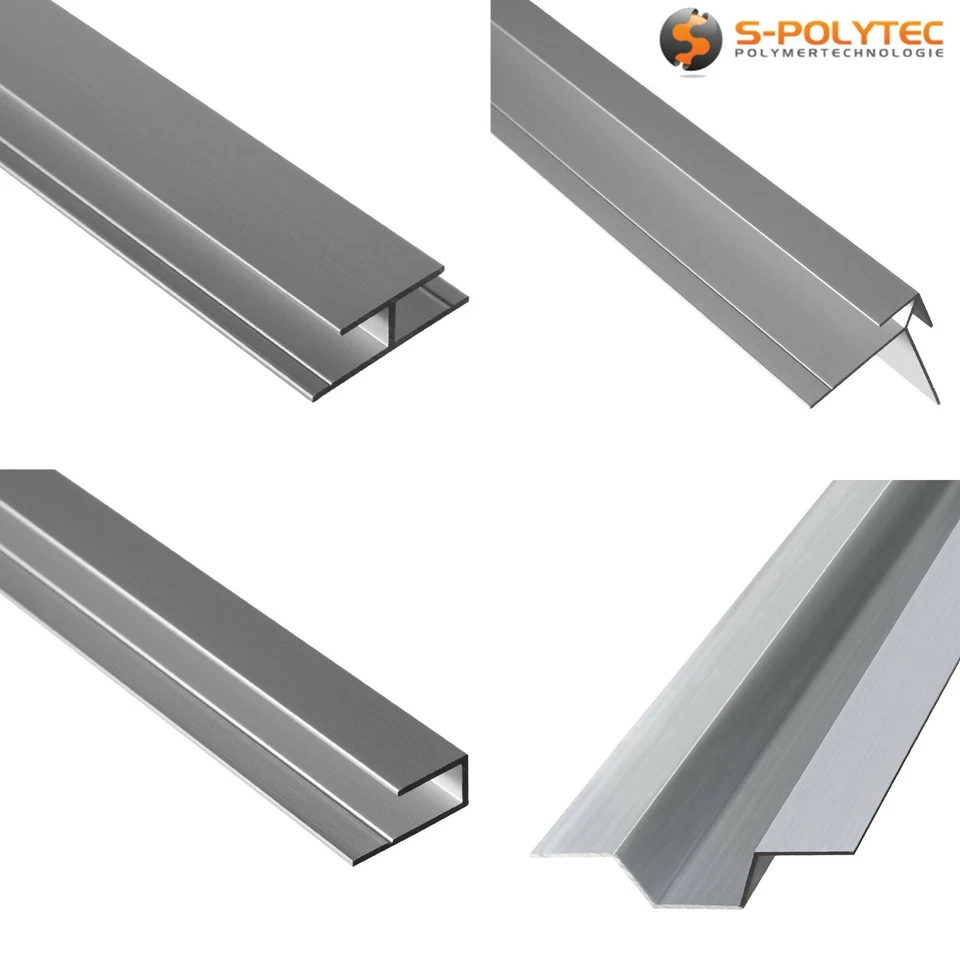 S-POLYTEC Aluprofil U-Profil, H-Profil, Eckprofil, Abschlussprofil für HPL Trespa® Platten