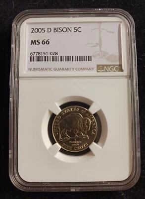 2005 (D) NGC MS 66 Bison Jefferson Nickel Coin - Image 1 of 4