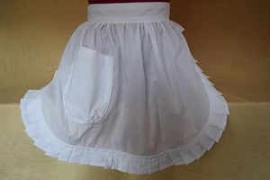 RETRO VINTAGE 50's STYLE HALF APRON / PINNY - WHITE - Picture 1 of 3