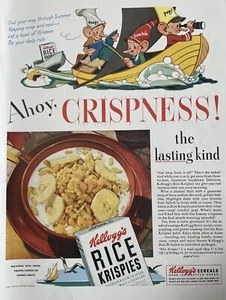 1941 de colección Kellogg's Rice Krispie anuncio estampado antes de la Segunda Guerra Mundial - Imagen 1 de 1