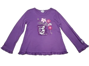 Naartjie Kid Girl Purple Floral Bird Long Sleeve Ruffle Swing Tunic Top XXXL 9 - Picture 1 of 5