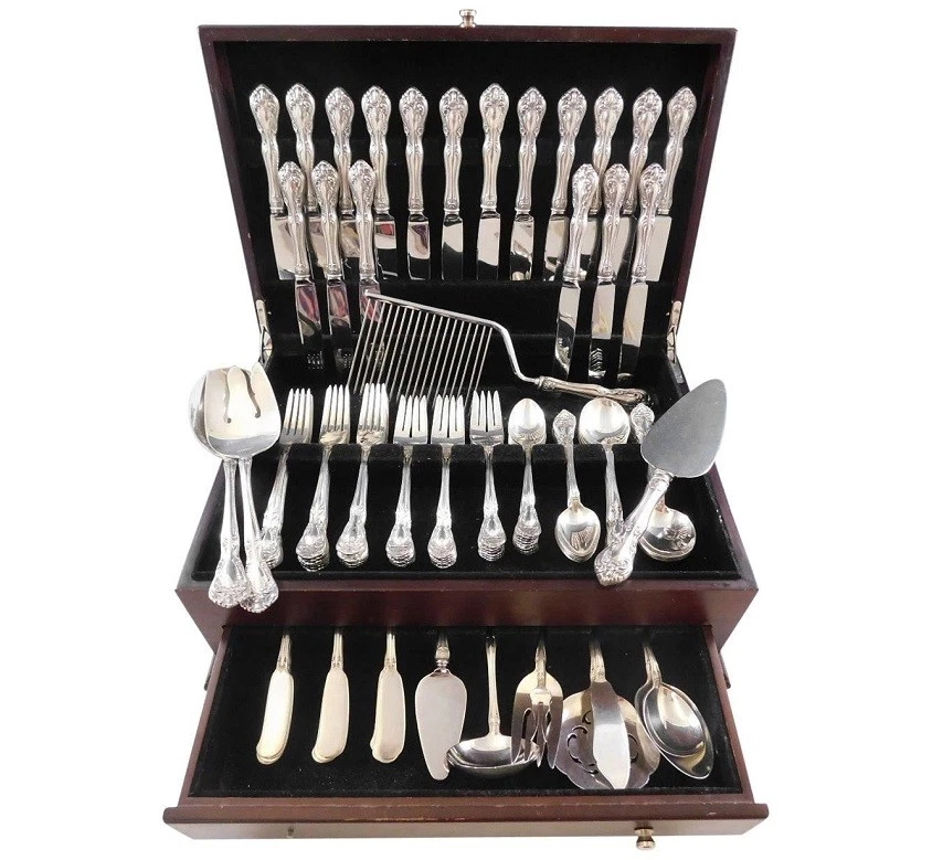 Alvin Chateau Rose Antique US Sterling Silver Flatware Sets for