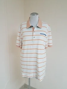 Robert Graham X Logo Herren Polo Knopf weiß mit orangen Streifen XL Kurzarm - Bild 1 von 11