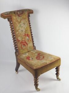 19th Century Prie Dieu / Prayer Kneeling Chair Tapestry Rosewood