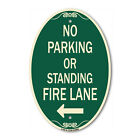Bez parkowania lub stojącego pasa pożarowego (ze strzałką w lewo) 12" x 18" aluminiowy owalny znak