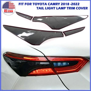 For Toyota Camry 2018 2019 2020 2021 Black Rear Tail Light Lamp Trim Covers Cap - Picture 1 of 11
