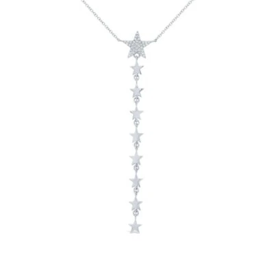 Diamond Star Lariat Necklace Y Drop Natural 0.10 CT Pendant Multi Stars - Image 1 of 2