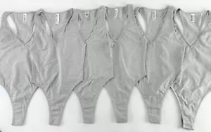 6 Pack Women's Bodysuits Cotton Spandex Halter Thong by American Apparel, Gray - Picture 1 of 5
