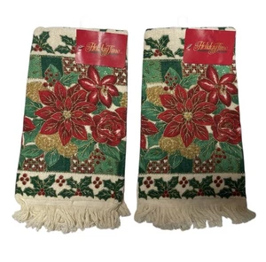 Vintage Barth & Dreyfuss Weihnachtsrose Weihnachtsstern 2 Küchentücher Set Neu - Bild 1 von 6