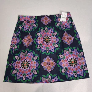 J.Crew Mandala Print Basket Weave Sheath Skirt 100% Cotton Sz 2 Colorful  Nwt - Picture 1 of 11