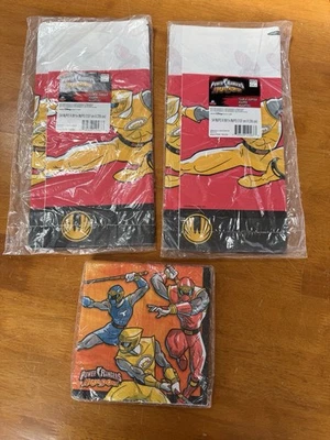 Vtg 2001 Power Rangers Paper Tablecloths & Napkins Hallmark 54x89 Birthday Party - Image 1 of 4