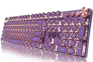 EWEADN Typewriter Style Mechanical Gaming Keyboard, Wired Mechanical Keyboard... - Picture 1 of 6