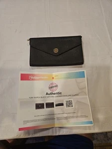 Tory Burch busta pelle saffiano brillante pochette cinturino mancante ecc condizioni - Foto 1 di 18