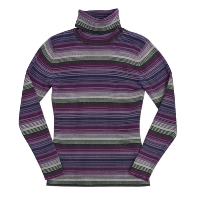 Suéter vintage Y2K para mujer mediano cuello alto púrpura rayas acanalado tejido algodón Foto 1 de 4