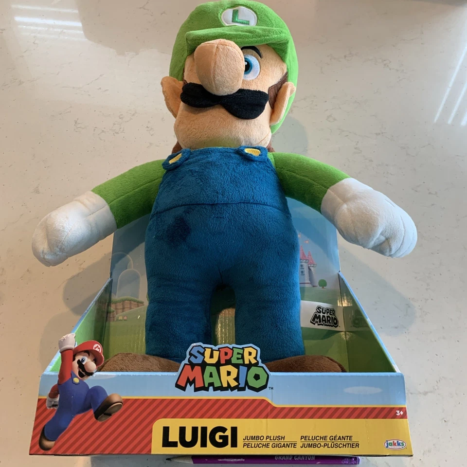 超级马里奥任天堂世界 Jumbo 20 英寸毛绒路易吉 — 第 1/4 张图片