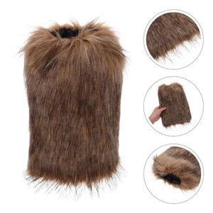 Viking Strap Leg Warmers Costume Fur Accessories Faux Boot Cuffs - Picture 1 of 9