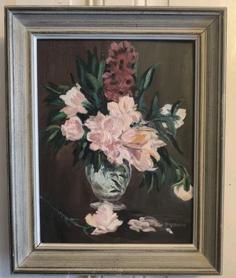 Öl Auf Karton Leinwand Unterzeichnet Martinon Stillleben Au Bouquet Frühling - Bild 1 von 4