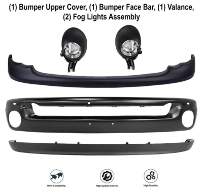 Front Bumper Primed / Fog Lights Kit For 2002-2005 Dodge Ram 1500 2500 3500 - Image 1 of 4