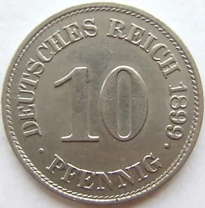 Münze Deutsches Reich Kaiserreich 10 Pfennig 1899 E in fast Stempelglanz - Bild 1 von 2