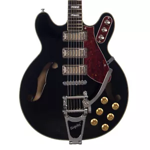 Airline Guitars H78 - Black - Vintage Reissue Semi Hollow Electric Guitar - NEW! - Picture 1 of 11
