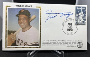 1983 Renata Galasso WILLIE MAYS handsigniert signed Silk Portrait Envelope Cachet - Bild 1 von 2