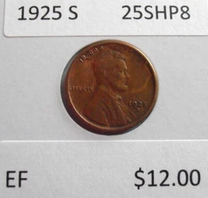 1925 S Tough Date Early Lincoln Wheat Cent in EXTRA FINE condition (25SHP8) - Picture 1 of 5