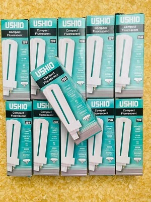 Lot 10 Ushio Compact Fluorescent CF26TE/830 26W 3000k color temp. 4-pin Base - Image 1 of 4
